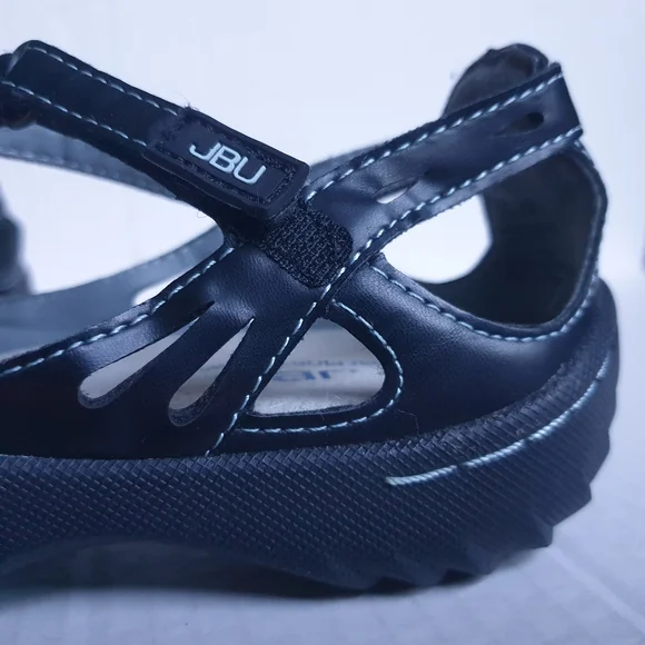 JBU Wm Melon Black Memory Foam Vegan Cutout Leather Sneakers Velcro T-Strap 7.5 - Picture 8 of 16